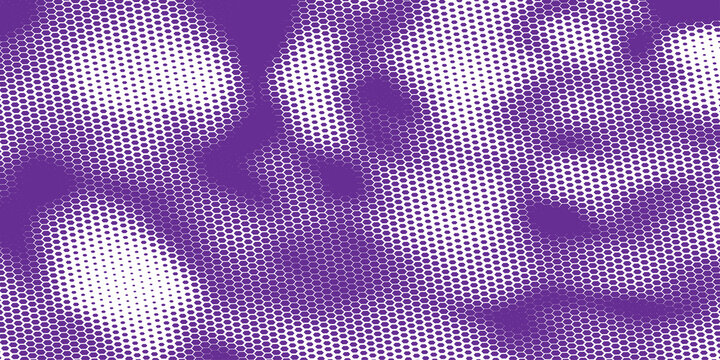 Purple and white halftone hexagon pattern background vector abstract world map cloud texture