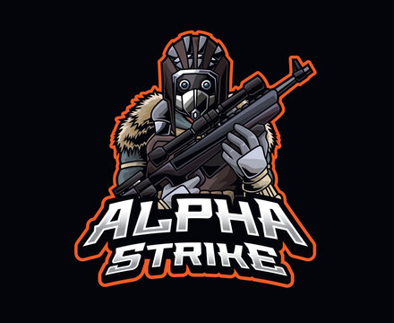 Alpha Strike Soldier E-sports Mascot Logo Illustration