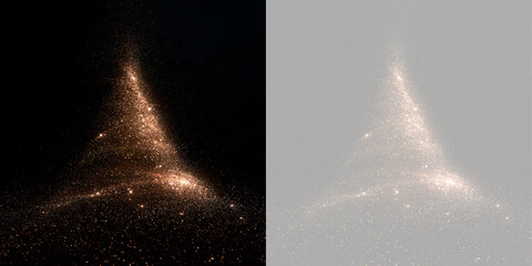 Golden glitter splash effect isolated on black and transparent background. Sparkling magic dust wave. Festive luxury design element © Inna