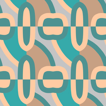 Seamless retro geometric pattern with interlocking shapes 