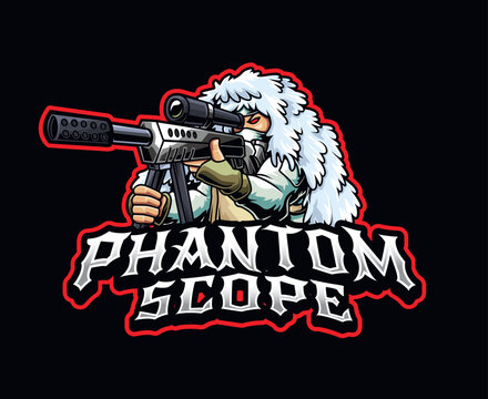 Phantom Scope Winter Sniper Mascot Logo Illustration