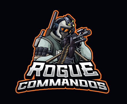 Heavily Armed Rogue Commandos Mascot Logo Illustration