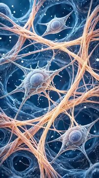 Fibroblast Cells Synthesizing Dermal Collagen and Elastin Matrix