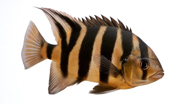 Tiger Perch Fish (Datnioides) Isolated on White Background