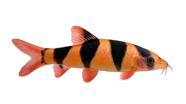 Clown loach (Chromobotia macracanthus) isolated on white background