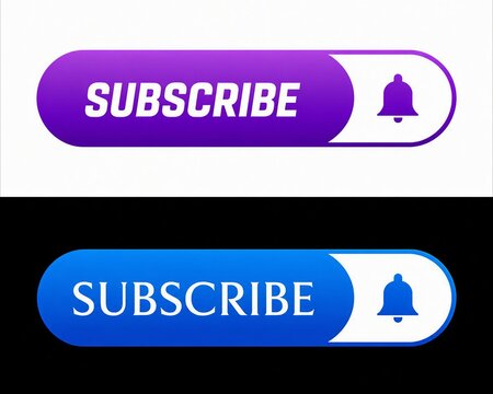 Modern subscribe notification button with bell icon in purple and blue gradient
