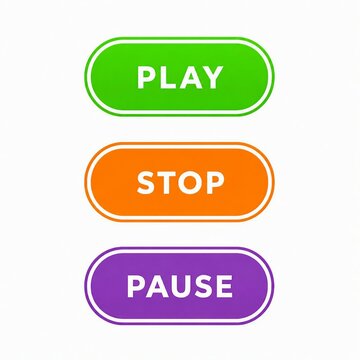 Modern flat design media player control buttons with play stop pause functions