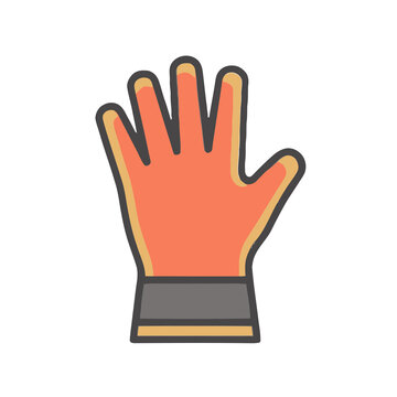 Orange glove icon with gray cuff