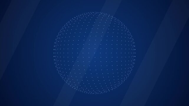 Abstract blue technology motion background with digital sphere