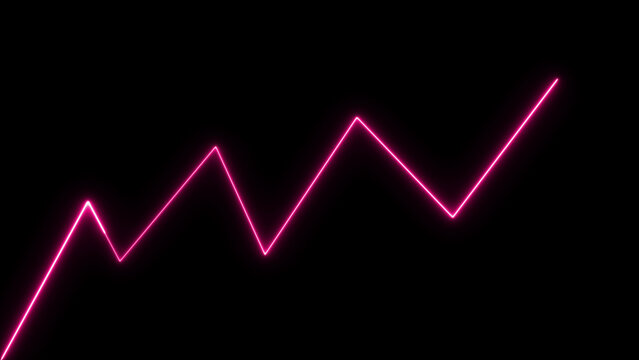 A sharp glowing pink neon zigzag line graph showing fluctuating data trends against a solid black background, for analytical visualization