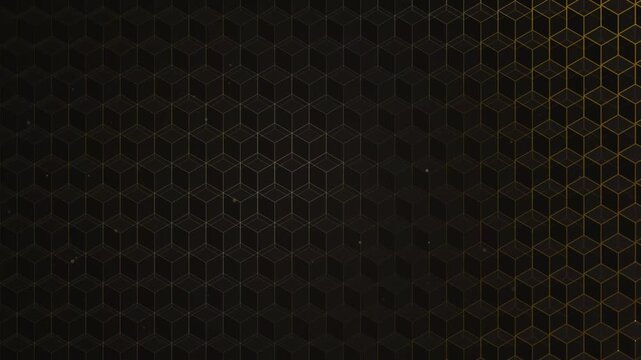 Abstract geometric background with golden cube pattern and luxury metallic lines
