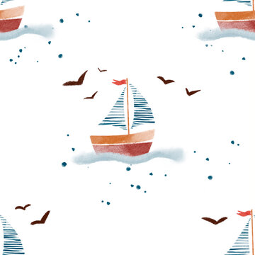 seamless pattern boat 