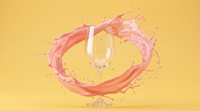 Close-up of a splash forming a circular shape in pink liquid