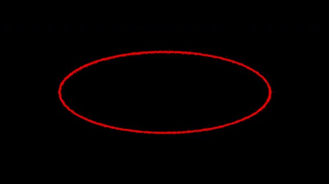 red circle oval ellipse frame drawn hand animation element highlighting focus on black background