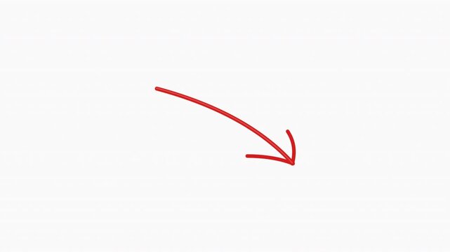 red pointing arrow hand drawn sketch directing attention isolated on white background for design