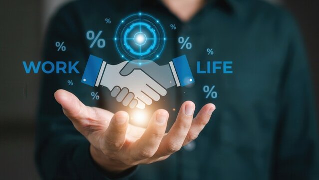 Worklife balance concept with handshake icon