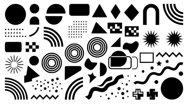 Retro Geometric Elements &ndash; Memphis Style Flat Vector Shapes for Web and Sale
