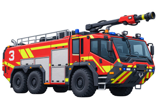 Powerful red airport fire truck illustration on a white background