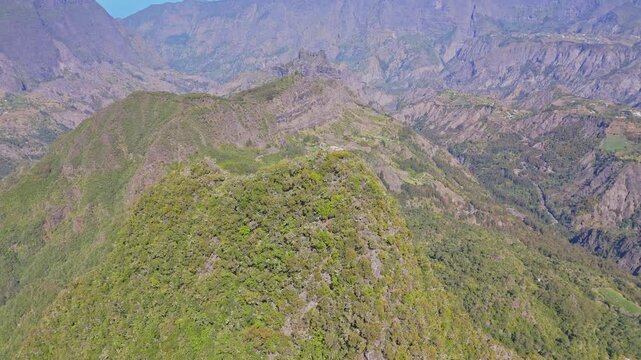 Cinematic Aerial Shot of Cirque de Cilaos, Reunion Island