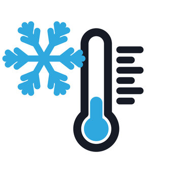 Cold weather thermometer with snowflake icon