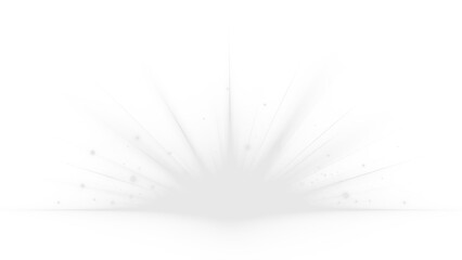 Fascio di luce bianca all'orizzonte con raggi luminosi e bagliore brillante dal basso su sfondo trasparente, elemento ottico flare isolato per grafica e compositing in formato PNG