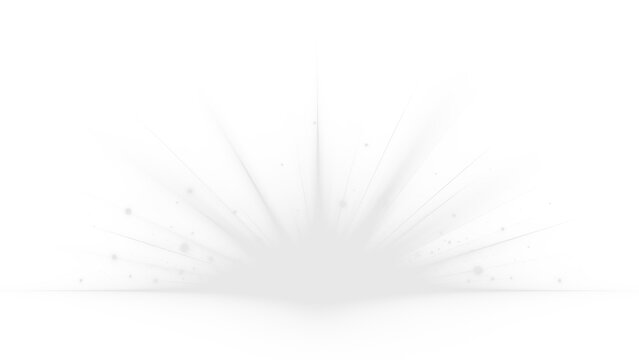 Fascio di luce bianca all'orizzonte con raggi luminosi e bagliore brillante dal basso su sfondo trasparente, elemento ottico flare isolato per grafica e compositing in formato PNG