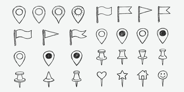 boodle location pin sketch local icons hand drawn pencil address  coordinate symbols