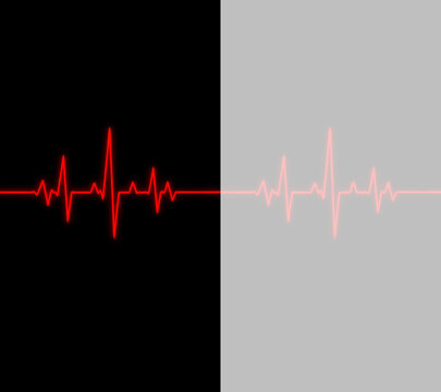 Battito cardiaco rosso con tracciato elettrocardiogramma su sfondo trasparente e nero PNG, linea pulsazione ecg luminosa per medicina, cardiologia e monitoraggio sanitario digitale