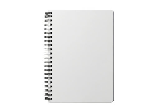 Blank white spiral notebook on a flat surface