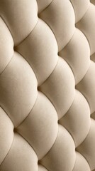Obraz premium Close-up of a textured fabric with quilted patterns, showcasing soft beige tones and smooth curves