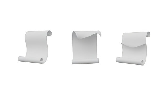 Three Blank Scrolls in Different Poses