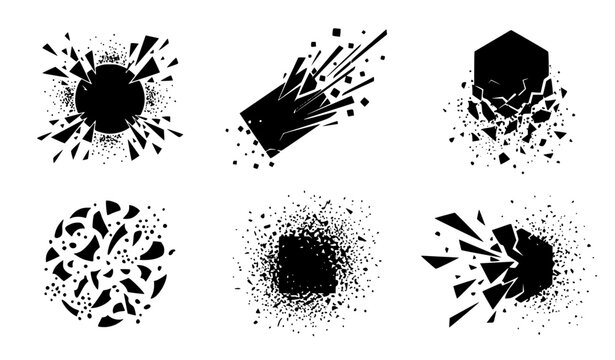 Abstract Geometric Explosion Destruction Effect Shape Vector Collection