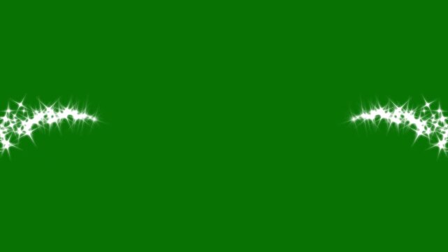 Twinkle glitter star sparkle, luxury glitter sparkling star trail animation, glowing star particles burst, twinkling shimmer line effect on green background, doodle stars motion,4k video
