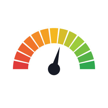 Red to green rating speedometer gauge icon
