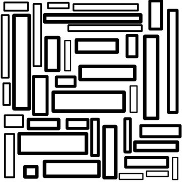 Abstract geometric background featuring assorted rectangular shapes with bold black outlines on a warm beige surface, creating a modern minimalist pattern suitable for wallpaper, packaging, and graphi