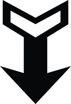 Simple black down arrow icon isolated on a clean white background