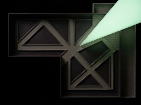 Geometric 3D background with mint light and dark frame