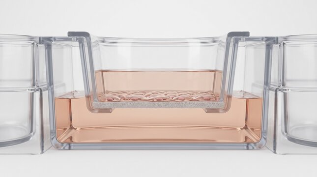 Cell culture insert spanning two fluid chambers