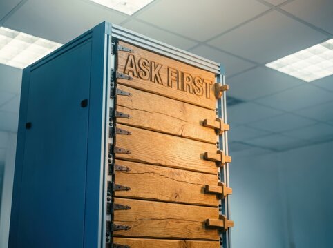 Privacy locker with ask first sign in modern office