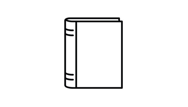 Minimalist line icon of a closed book with a thick outline, representing education, literature, and reading, isolated on white.