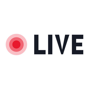 Recording ring dot with LIVE text icon