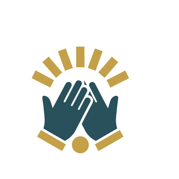 Clapping hands icon with radiating lines