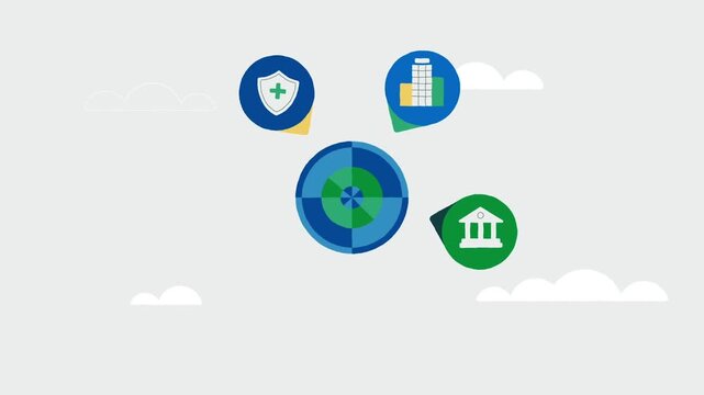 Earth globe with floating circular security and business icons