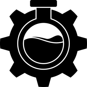 Chemical engineering gear flask flat design icon vector illustration