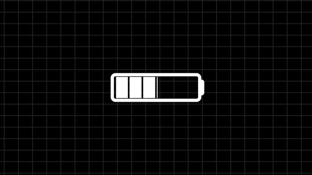 Abstract  The fast-charging low betray icon 0 to 100% battery animation 