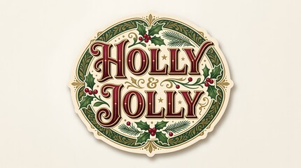 Obraz premium A vintage 'holly jolly' christmas wreath design evokes feelings of warmth tradition and festive holiday cheer for all