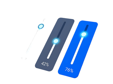 Blue and dark gray digital range slider controls