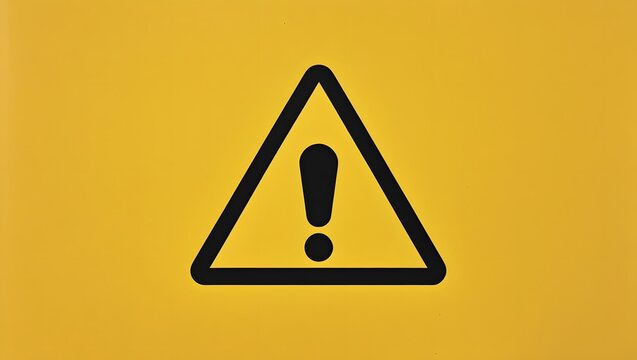Simple Yellow Warning Sign Representing Danger and Caution