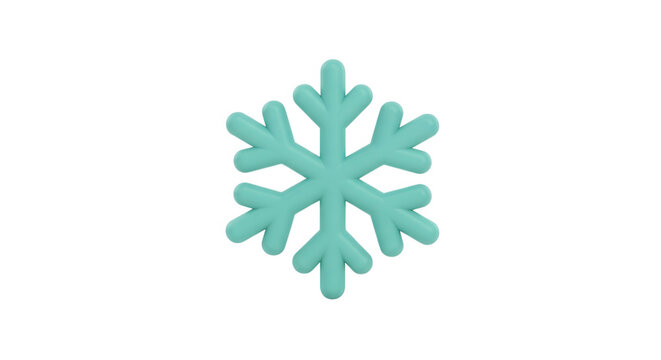 Turquoise snowflake icon against a plain surface representing winter cold and seasonal themes