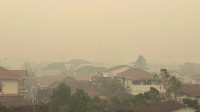 Smoggy Atmospheric Condition Above Pontianak Urban Landscape